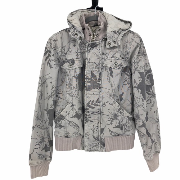 TNA Jackets & Blazers - TNA aritzia grey floral print bomber jacket